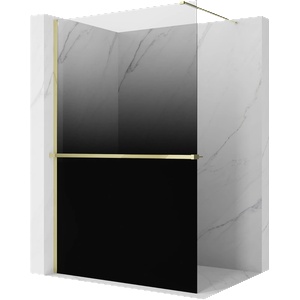 Mexen Kioto+ душкабина с рафт Walk-in 90 x 200 см, омбре черна 8 мм, златна (800-090-121-50-76)
