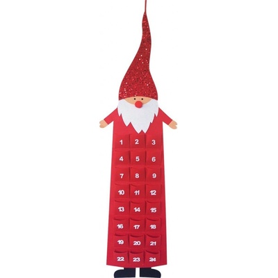 ANDĚL Adventní kalendář z filcu skřítek červený 124 cm