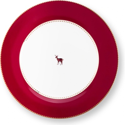 Pip Studio Love Birds Medalion Deer Red talíř 26,5cm, tmavě červený