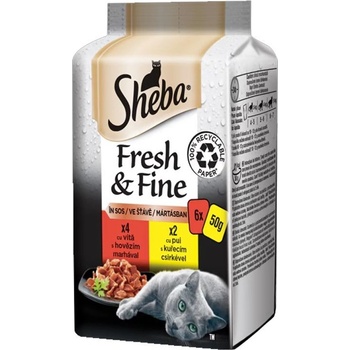 Sheba Fresh&Fine kuracie a hovädzie mäso 6 x 50 g