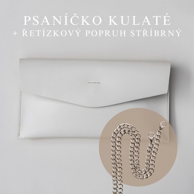 Wood Style psaníčko Kulaté Bílé Řetízkový stříbrný