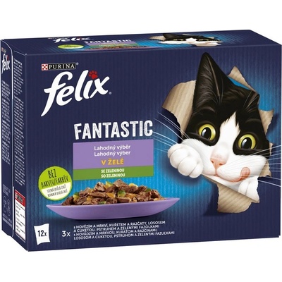 Felix Fantastic so zeleninou, hovädzie, kura a losos v želé 12 x 85 g