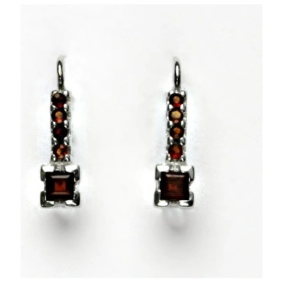 Čištín Stříbrné náušnice, přírodní granáty - VE 59