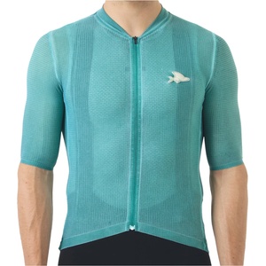 CafÉ du cycliste Мъжка фланелка с къс ръкав за колоездене CAFÉ DU CYCLISTE Angeline Cycling jersey - Cold Dye Dark Sea - размер XL (056-4289-0114)