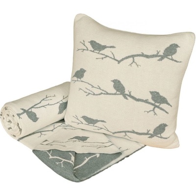 SCANquilt Deka pletená Design vtáčiky sivá 130x190