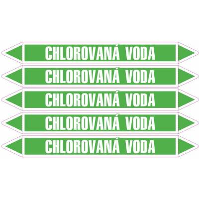 Grafiko | Chlorovaná voda - dle ČSN 13 0072 - Materiál fólie s ochrannou laminací, Rozměr aršík 5ks šipka 242x26mm
