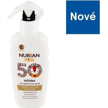 Nubian Kids mlieko na opaľovanie spray SPF50 200 ml