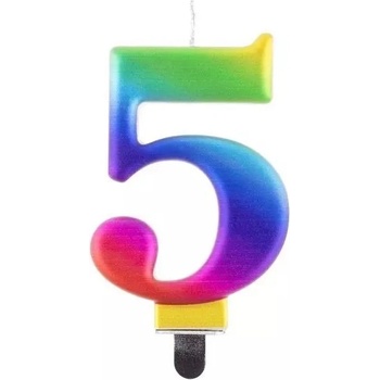 Godan Свещ за рожден ден в цветовете на дъгата, 8 см - 5 (pf-scg5)