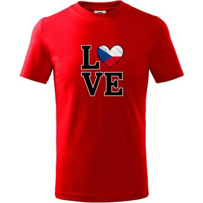 Love Česká vlajka tričko detské Červená