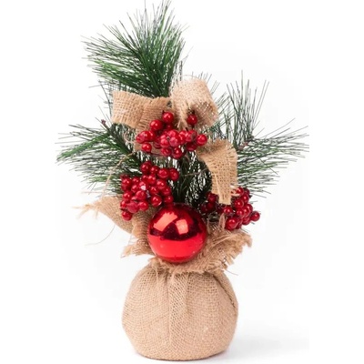 MagicHome Dekorácia Vetvičky v jute s guľou 23 cm 2ks Dekorácia Vianoce Vetvičky v jute s guľou 23 cm 2ks