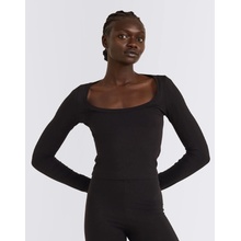Organic Basics Everyday Scoop Neck Long Sleeve Tee Black