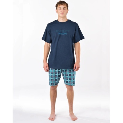 Gina pánské pyžamo krátké pánské šité s potiskem pyžama 2025 79198P lékořice měsíc
