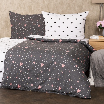 4Home bavlna obliečky Srdiečka 140x200 70x90