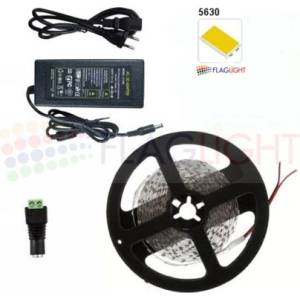  Комплект 5 м Неутрално бяла LED лента SMD 5630 60 LED/m IP20 +адаптер 6A (1148)