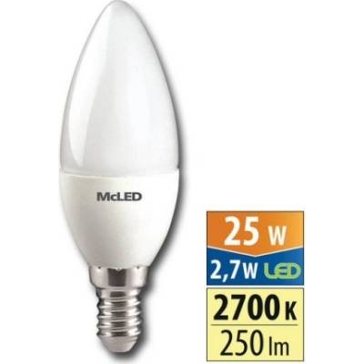 McLED LED žárovka E14 2,7W 25W teplá bílá 2700K svíčka
