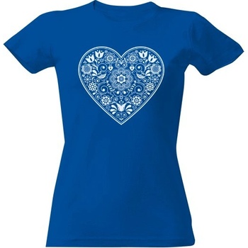 tričko s potiskem modrotisk lidové srdce Královská modrá