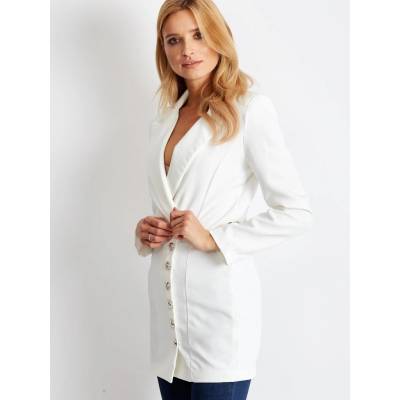 Long jacket decorated with gold ecru buttons