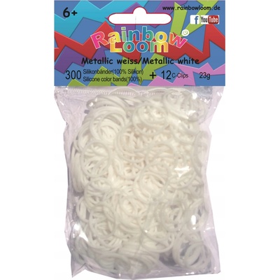 Rainbow Loom Original gumičky 300 kusov biela metalíza
