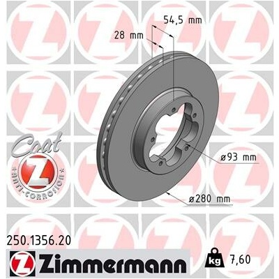 Brzdový kotúč ZIMMERMANN 250.1356.20 (250135620)