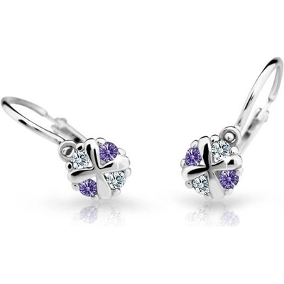 Danfil dětské náušnice C2153 z bílého zlata s kamínky Amethyst zapínání brizura