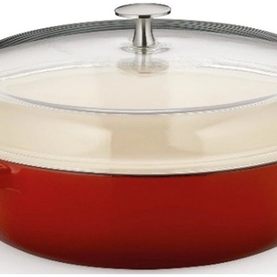 KELA Calido Hluboká pánev červená kulatá 28 cm 3,8 l litina