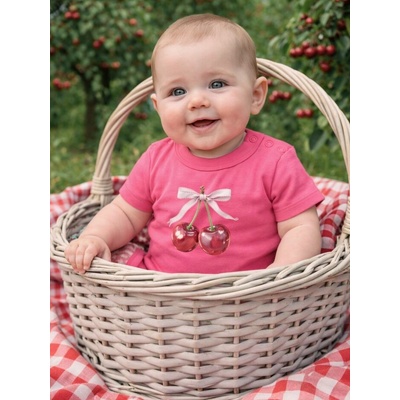Detské body SWEET CHERRY s dlhým rukávom Cyklaménová
