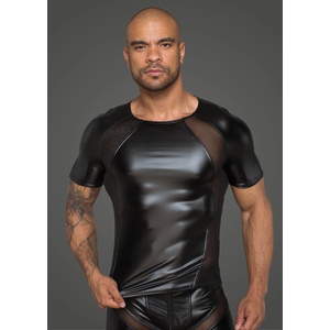 Noir Handmade H056 Men's T-Shirt Made of Powerwetlook with 3D Net Inserts L