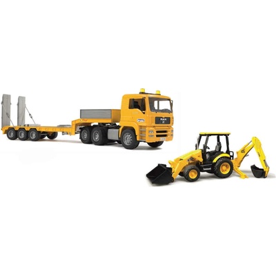 Bruder 1654 Nákladní auto MAN návěs + traktor JCB MIDI CX