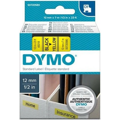 páska DYMO 45018 D1 Black On Yellow Tape (12mm) S0720580