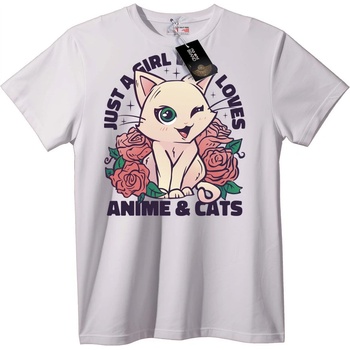 NOONEBRAND Тениска Аниме и Котки - S, Black