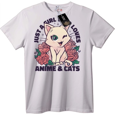 NOONEBRAND Тениска Аниме и Котки - S, Black