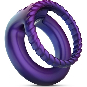 Hueman Jupiter Vibrating Cock and Ball Ring Purple