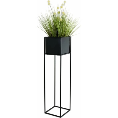 HowHomely KOVOVÝ kvetináč SO STOJANOM PLAIN 90 x 24 cm ČIERNA
