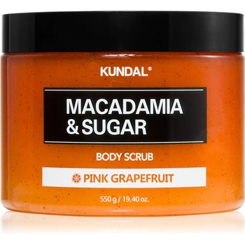 KUNDAL Macadamia & Sugar Body Scrub Pink Grapefruit нежен пилинг за тяло с успокояващ ефект 550 гр