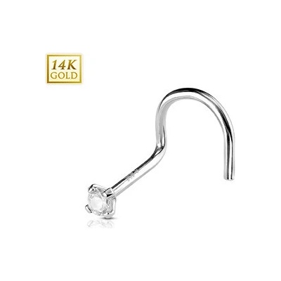 Šperky4U zlatý piercing do nosu čirý zirkon ZL01127C-WG