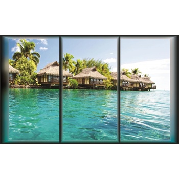 ForWall Fototapeta Bahamy - pohled z okna vlies rozměry 312 x 219 cm