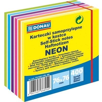 Samolepicí bloček, 76x76 mm, 400 lístků, DONAU, neonové a pastelové barvy – Sleviste.cz