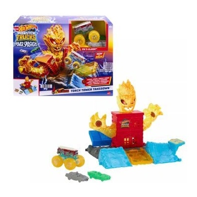 Mattel Hot Wheels: Комплект писта за чудовищни камиони Power Smasher Fire Monster
