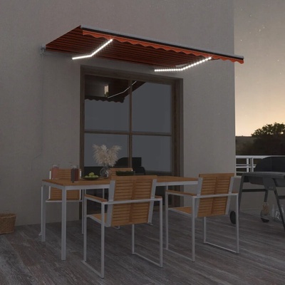 ZBXL Ručně zatahovací markýza s LED světlem 300x250 cm oranžovohnědá