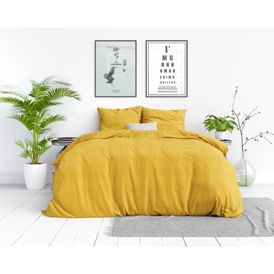Dreamhouse Двоен спален комплект Stone washed Mustard 220/240 с един плик 100% памук