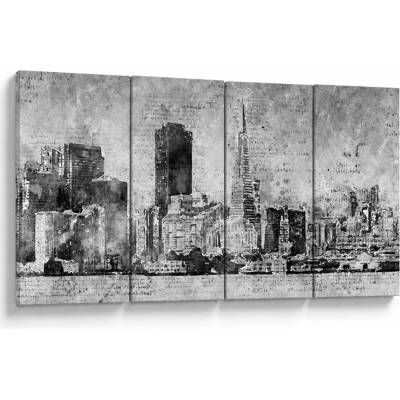 Obraz - Coffee art city, štvordielne 160x80 cm