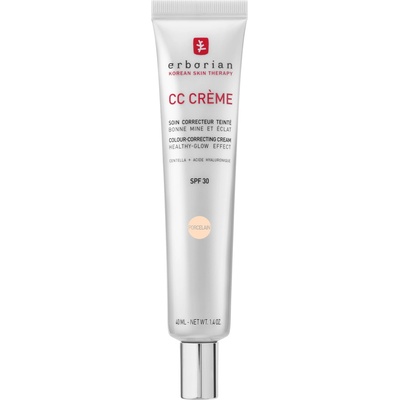 Erborian - CC Crème with Centella Asiatica - High-Definition Illuminating Facial Cream and Make-up - Sun Protection SPF 30 - Korean Cosmetics - Porcelain 40 ml - 6AA10533