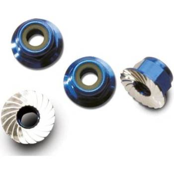 Traxxas гайка M4 самозаключваща се с яка синя (4)