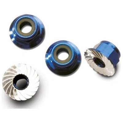 Traxxas гайка M4 самозаключваща се с яка синя (4)