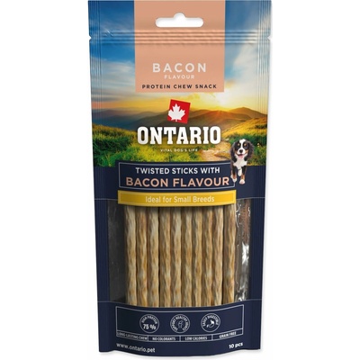 Pochúťka Ontario Protein príchuť slanina žuvacia krútená tyčinka 10 ks 12,7 cm