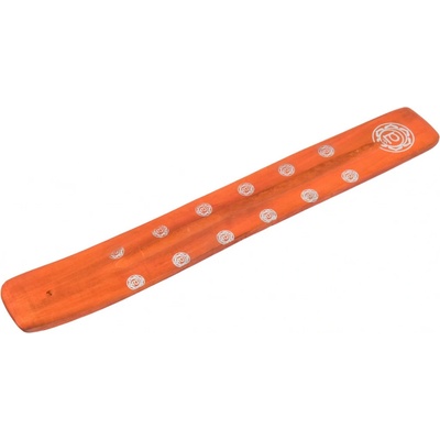 Sanu Babu Stojánek na vonné tyčinky oranžový sříbrný potisk Óm dřevo 25 cm