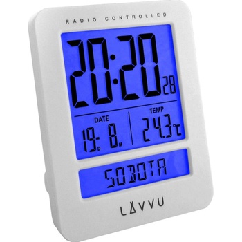 Digitálny budík riadený rádiovým signálom LAVVU Duo White so slovenčinou LAR0020