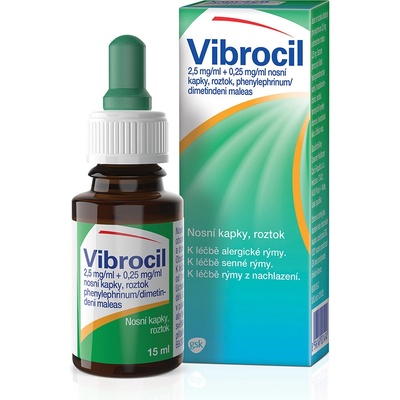 Vibrocil 2,5mg/ml+0,25mg/ml nosní kapky při léčbě rýmy 15 ml