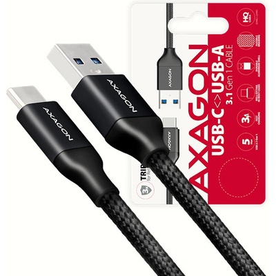Axagon BUCM3-AM05B USB-C USB-A 3.2 Gen 1, 3A, oplet, 0,5m, černý