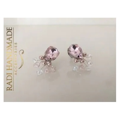 Radi handmade Нежни обици с розови камъни и кристали (350 Рћ)